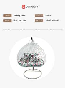 Chaise suspendue en rotin double de haute qualité, design moderne, logo personnalisé, <span class=keywords><strong>coussin</strong></span> imperméable, extérieur, hôtel, patio - Product Image 6