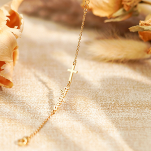 Cavigliera Personalizzata con Nome, Placcata in Oro 18K, Acciaio Inossidabile, Targhetta Personalizzata con Ciondolo a Croce, Catena a Cavo, Gioiello Regalo <span class=keywords><strong>per</strong></span> Donne - Product Image 5