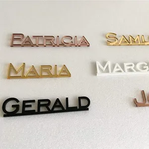 Espelho de ouro Laser Cut Acrílico Nome Do Casamento Lugar do cartão Titular do sinal para o Casamento Tabela Ajuste Dinner Party tag decoração