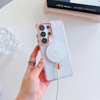Casing HP Transparan Berkualitas Warna Jernih Anti Benturan dengan Gasbag, Penyangga Kamera Magnetik, untuk Samsung S26 S25 S24 A17 A56 A57