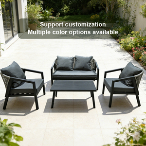 ชุดโซฟาสวน 4 ที่นั่ง ดีไซน์ทันสมัย นั่งสบาย ผลิตจากหวาย PE กันน้ำ ทนทาน พร้อมเบาะรองนั่ง - Product Image 4