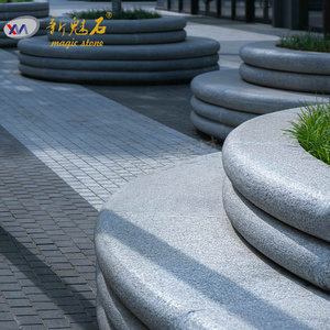 Nuevos Materiales de Construcción en Piedra, Banco de Terrazo, Componente GRC, Asiento para Parque al Aire Libre, Resistente al Agua y a las Manchas, Personalizable, Blanco Gris - Product Image 2