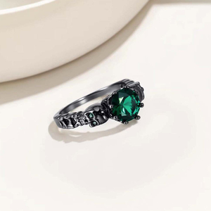 Anillo de Calavera Gótico Moderno y Creativo con Circonita Púrpura, Latón con Baño de Plata Negra, Certificado, Joyería Punk de Moda para Mujer, Venta al por Mayor, Unisex - Product Image 5