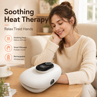 Masseur de main électrique sans fil portable rechargeable à compression thermique et pétrissage pour soulager la douleur du canal carpien