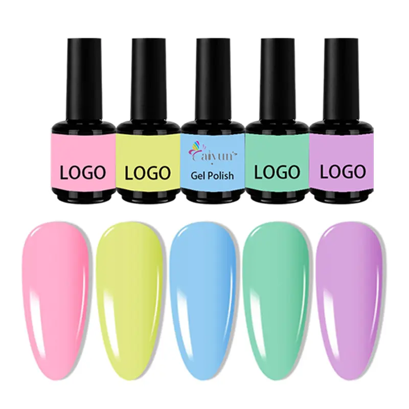 Caiyun OEM/ODM Soak Off UV LED Manicure Trendy Nail Art Colorful Solid Pastel Colors Macaron Series Gel Polish Set