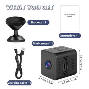 Caméra de sécurité sans fil miniature X1 1080P, caméra portable pour la maison, pour animaux de compagnie et bébés, avec détection de mouvement PIR, vision nocturne, contrôle par application - Product Image 2