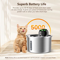 Fontaine à eau automatique sans fil pour chat en acier inoxydable, écologique, alimentée par batterie, 3L, avec capteur de mouvement