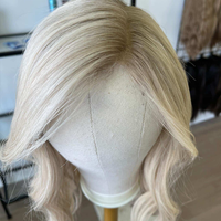 Postiche juif à clipser pour femme, cheveux blonds blancs européens, avec dentelle diamantée, dentelle HD sur le devant et trame à l'arrière