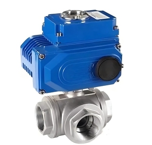 Válvula de Bola de 3 Vías de Alta Precisión Accionada Eléctricamente, Rosca NPT PN16 Clase 150 para Control de Flujo en Tuberías Petroquímicas - Product Image 1
