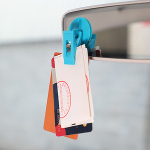 Multifunctional Suction Cup Car Glasses Clip 35x30mm Ticket <b>Holder</b> Windshield Mount Plastic Blue Pair - Product Image 2
