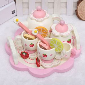 Kids <b>Gifts</b> Play Kitchen Accessories Toddler Wooden Food Dessert Tea Party Set for Little Girls - Product Image 4