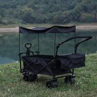 Chariot de plage pliable direct usine avec auvent et plateau de table amovible, chariot de vente ambulante portable pour camping en extérieur