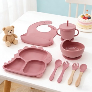 Ensemble de bols et cuillères à ventouse puissante, écologiques, non toxiques, de qualité alimentaire, bavoir d'alimentation, bol et assiette en silicone pour bébé avec tasse - Product Image 4