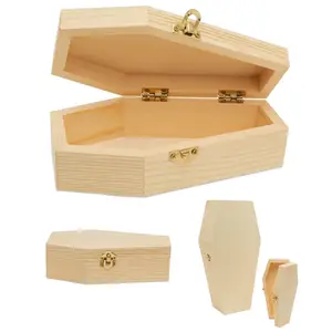 coffin casket party favor goth decoration coffin ring box pet fillable hinged wooden halloween casket coffins shaped gift box