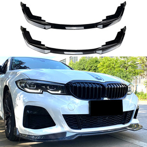 Front Lip Splitter For Bmw 3 Series G20 M Pack 2019 2022 Piano Black Carbon Fiber Texture PP Material - Product Image 1