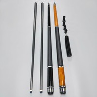 Tongkat Biliar Karbon Fiber 58" dengan Ujung 12.5mm, Pembungkus Kulit Asli, Sambungan 3/8x8 SS, Dua Bagian, Tahan Lama, Elastis, Pro Taper