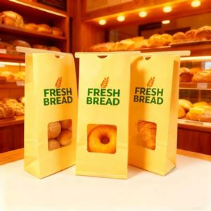Greaseproof Paper Bakery <b>Bags</b> Window Digital Printing Recycled Materials Tin Tie Closure for Cookies <b>Snacks</b> Candy Cakes Beads - Product Image 1