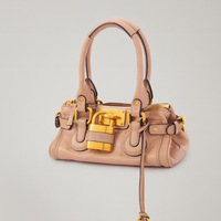 Sac à main Boston vintage rétro Y2K clouté avec cadenas, petit format, rose nude classique, pour femme