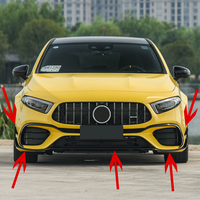 Para Mercedes Benz Clase A W177 A45 AMG, kit de carrocería de plástico PP con alerón inferior delantero, labio divisor y cuchilla de aire lateral
