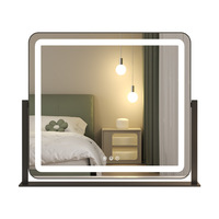 Miroir de maquillage intelligent LED avec cadre en métal, design moderne, verre de table, lumière de remplissage tricolore, taille personnalisable pour la décoration de la maison