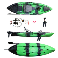 Kayak de pêche 2024, 10,5 pieds, système de propulsion à pédales, prêt pour moteur électrique, PE CE, kayak en plastique pour une personne
