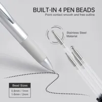 Stylo professionnel 5-en-1 Nail Art pour la peinture dessin sculpture strass et pierre précieuse cristal métal brosse outil