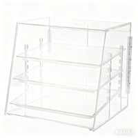 Support à pain personnalisé transparent à 3 niveaux pour cupcake boîte de rangement pour aliments et gâteaux boîte de présentation en acrylique pour comptoir de boulangerie pâtisserie avec plateau