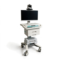 Chariot de télémédecine Meden M6 à double écran avec roues, station de travail mobile en télésanté, caméra PTZ, haut-parleurs, pour hôpital, USI, télétravail