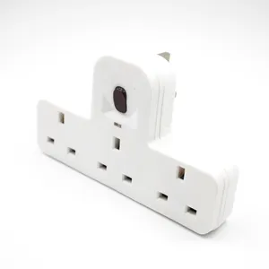 T Shape Power British Socket 3 Pin Plug 3 Outlets 1 Black Color Switch One Power Light Socket Plug /