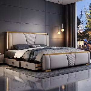 Cadre de lit moderne <span class=keywords><strong>King</strong></span> & Queen Size avec espace de rangement, design gain de place, meubles en bois assemblés - Product Image 3