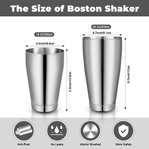 Shaker professionnel 2026 Boston en acier inoxydable pour cocktails, mélangeur de boissons, accessoires essentiels, shaker lesté en métal - Product Image 3