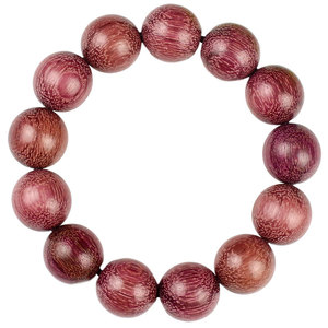 Bracelet en bois de rose violet 18 mm 13 perles polies Bijoux religieux unisexes - Product Image 5