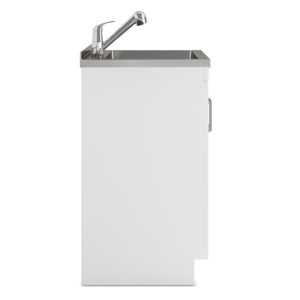 DB Kyle Armoire de buanderie blanche de 24 pouces avec robinet et évier en acier inoxydable - Product Image 3