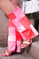 Bottes en fourrure respirantes à talon aiguille ultra-haut, couleur rose vif, style peep toe, avec bride de cheville, sexy, pour soirée, collection été 2023, modèle Anmairon, les plus populaires