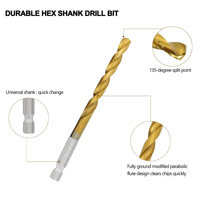 13 PCS HSS Titanium Coated Quick Change Shank Jeu de forets de taille en pouces