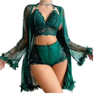 Ensemble de <span class=keywords><strong>lingerie</strong></span> <span class=keywords><strong>sexy</strong></span> pour femmes en trois pièces avec robe en dentelle pour l'été, style pur désir, ensemble de pyjama de <span class=keywords><strong>lingerie</strong></span> de haute qualité. - Product Image 6