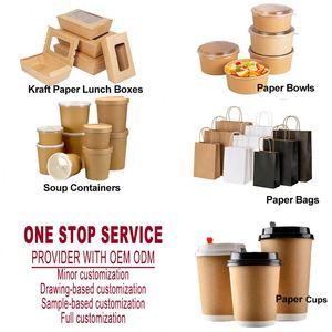 Bolsas de Papel Kraft Personalizadas con Asa para Alimentos, Empaque para Llevar para Panadería, Café, Leche, Té, Bolsas de Papel Reciclables con Logotipo Impreso para Almuerzo - Product Image 5