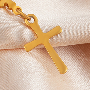Vente flash - Collier religieux avec pendentif Vierge Marie, chaîne à perles et croix - Product Image 4