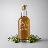 Bouteille en verre super-flint de 700 ml pour whisky, couleur personnalisée, base lourde, vide, pour spiritueux, liqueur, vodka, brandy, vente en gros, directement de l'usine