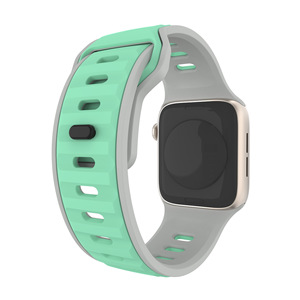 Correa de reloj de silicona transpirable con hebilla cuadrada de diamantes bicolor, compatible con Apple Watch Ultra 9876543210 Series - Product Image 2