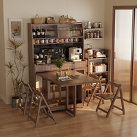 Buffet convertible en bois massif, table à manger combinée, armoire à vin murale, gain de place, mobilier moderne pour appartement CBG014