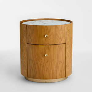 Custom Natural Marble and Solid Oak <b>Sofa</b> <b>Side</b> <b>Table</b> With Drawers for Bedroom Living Room Bedside <b>Table</b> Nightstands - Product Image 5