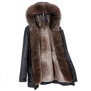 Sheepskin aviator jacket men's natural winter coats shearling jacket men motorcycle real fur coat