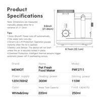 Geoptimaliseerde roestvrijstalen & kunststof voedselmachine voor huisdieren (katten & honden) 2-in-1, eenvoudig schoon te maken, elektrisch