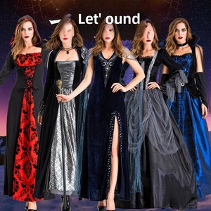 Costume de vampire d'Halloween pour adulte cape de mascarade avec longue jupe de sorcière noire <span class=keywords><strong>tenue</strong></span> Cosplay - Product Image 4
