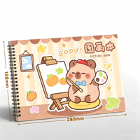 Carnet de dessin pour enfants A4 avec impression de dessins animés, 30 à 50 feuilles de papier épais, carnet d'art pour enfants avec autocollants gratuits pour l'école
