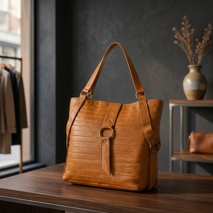 Genuine Leather Women's Tote <b>Bag</b> Classic Style Durable Soft Handle Multi-Function Brown - Product Image 1