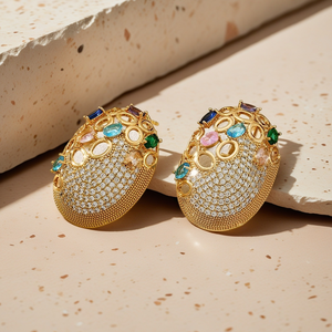 جودة العلامة التجارية Sunnice عتيقة عتيقة اللون أقراط بوهو مطلية بالذهب عيار 18 قيراط مجوهرات مجوفة أنيقة مصنع قوانغدونغ - Product Image 4