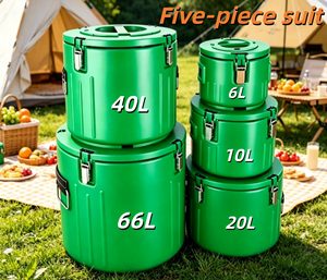 Promotional 5-Piece Set of Strong Metal Cooler <b>Box</b> Round for Food Beverage Keeping Cold Warm Kitchen Use - Product Image 1