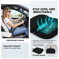 Coussin de siège pliable pour stade, coussin de voyage portable noir avec gel rafraîchissant en nid d'abeille, pratique pour le camping et la randonnée